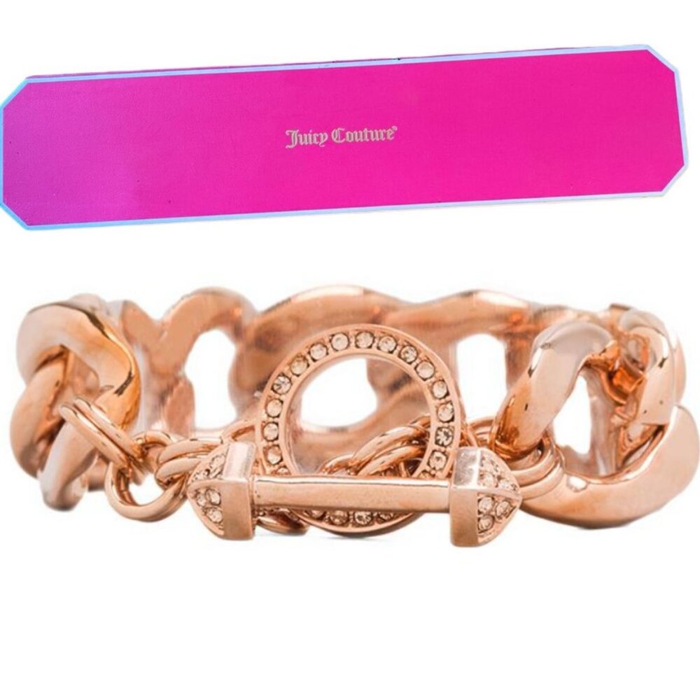JUICY COUTURE B-Luxe Crystal Pave Large Link Bracelet ROSE GOLD LNWT
